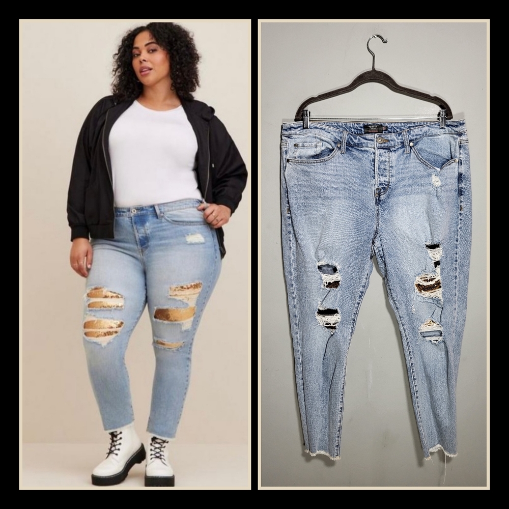 TORRID NWOT Jeans | Size 16R | High Rise Straight Vintage | Stretch Sequins Back